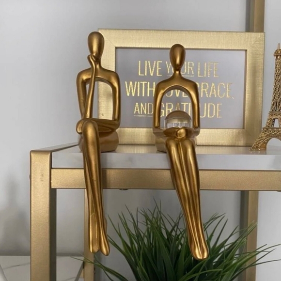 Golden Abstract Sitting Sculpture - Picture 4 of 4